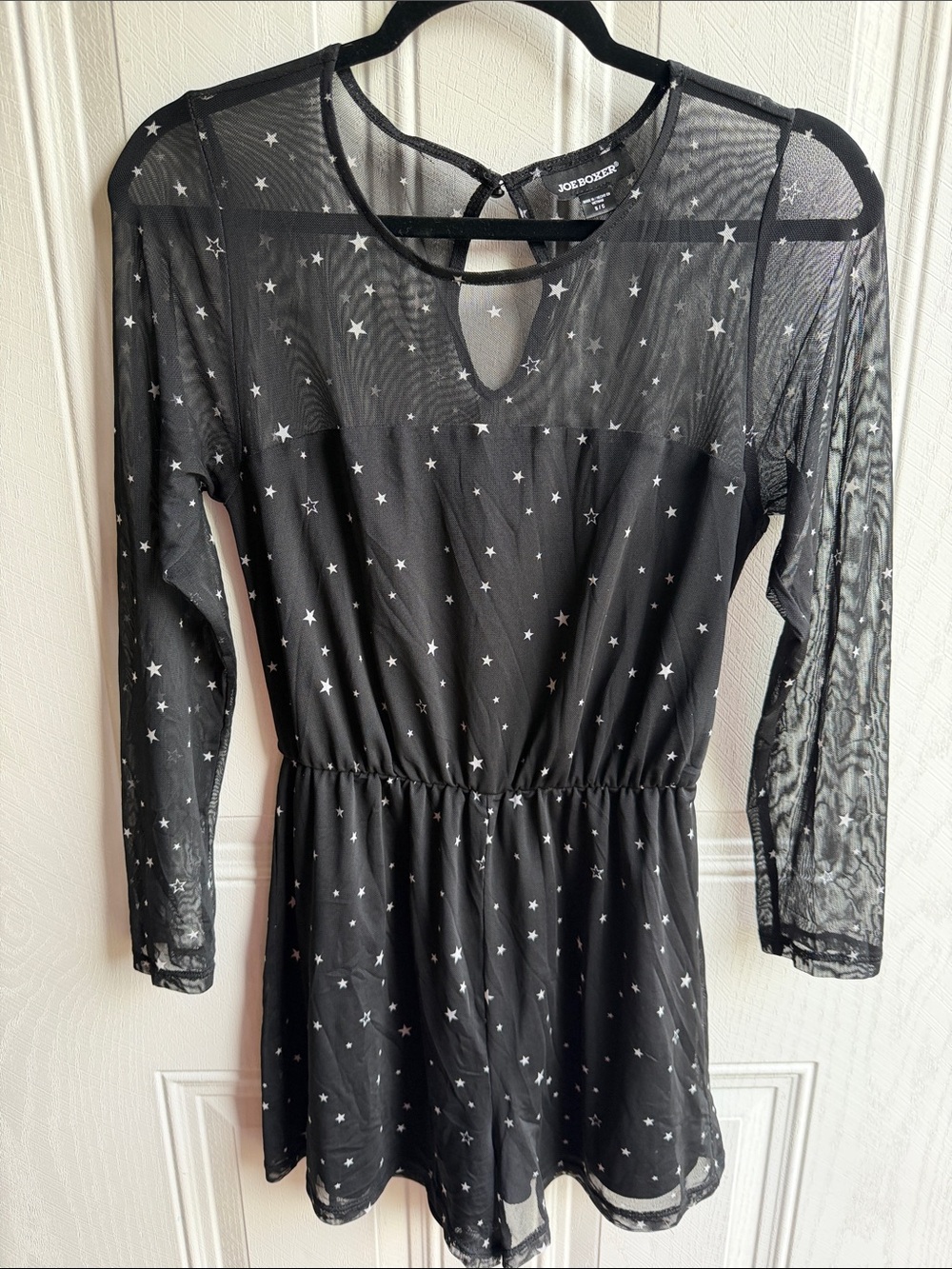 Joe Boxer Black Star Celestial Goth Whimsy Mesh Romper Size Small